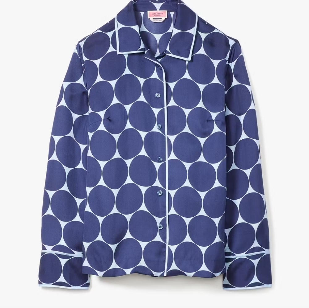 Kate Spade NWT Joy Dot Silk Twill Blue polka dot shirt | Sz. M